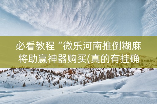 必看教程“微乐河南推倒糊麻将助赢神器购买(真的有挂确实有挂)