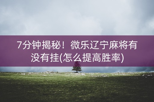 7分钟揭秘！微乐辽宁麻将有没有挂(怎么提高胜率)