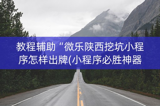 教程辅助“微乐陕西挖坑小程序怎样出牌(小程序必胜神器)