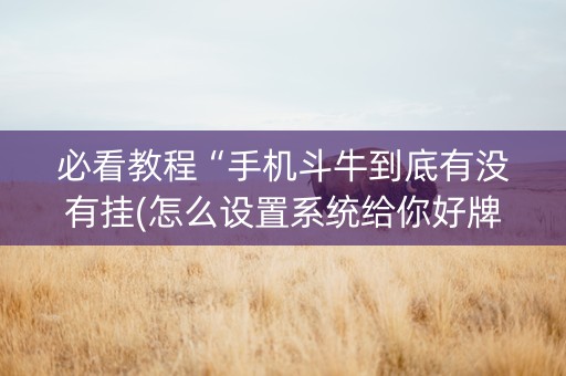 必看教程“手机斗牛到底有没有挂(怎么设置系统给你好牌)