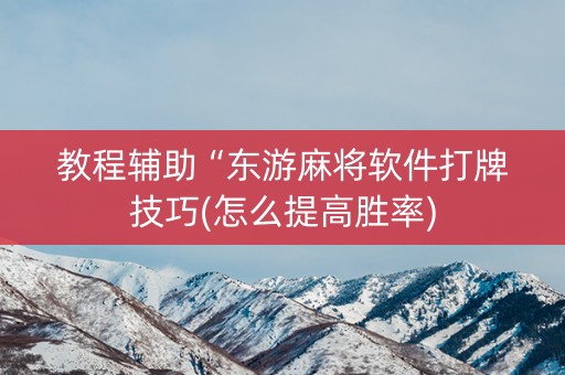 教程辅助“东游麻将软件打牌技巧(怎么提高胜率)