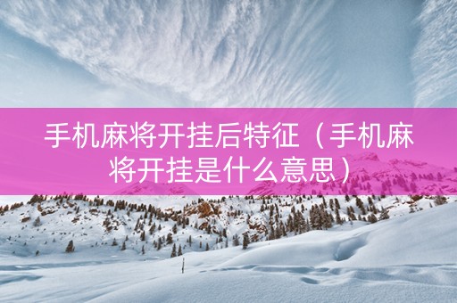 手机麻将开挂后特征（手机麻将开挂是什么意思）
