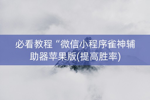 必看教程“微信小程序雀神辅助器苹果版(提高胜率)