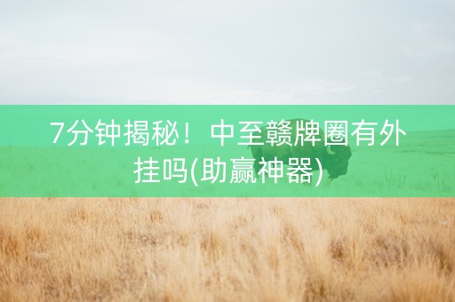 7分钟揭秘！中至赣牌圈有外挂吗(助赢神器)