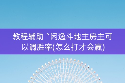 教程辅助“闲逸斗地主房主可以调胜率(怎么打才会赢)