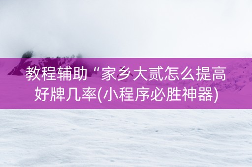 教程辅助“家乡大贰怎么提高好牌几率(小程序必胜神器)