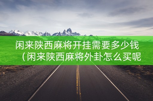 闲来陕西麻将开挂需要多少钱（闲来陕西麻将外卦怎么买呢）