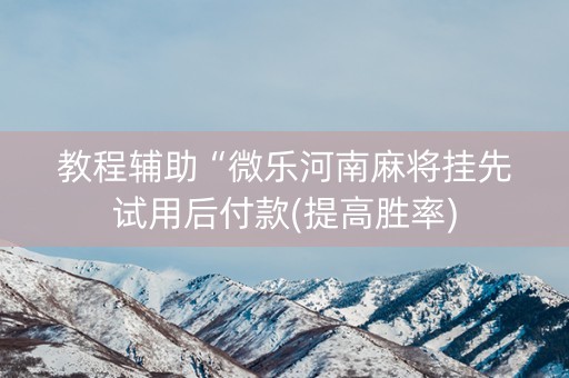 教程辅助“微乐河南麻将挂先试用后付款(提高胜率)