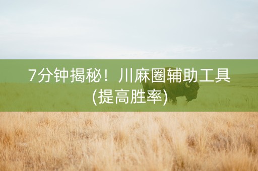 7分钟揭秘！川麻圈辅助工具(提高胜率)