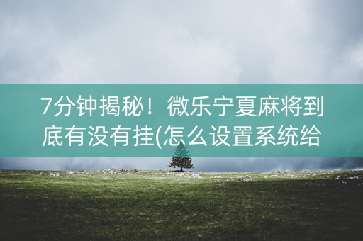 7分钟揭秘！微乐宁夏麻将到底有没有挂(怎么设置系统给你好牌)