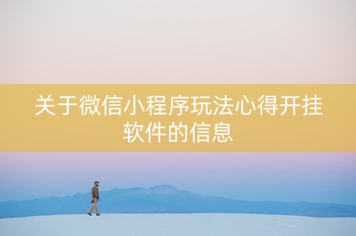关于微信小程序玩法心得开挂软件的信息