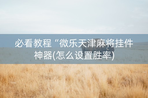 必看教程“微乐天津麻将挂件神器(怎么设置胜率)