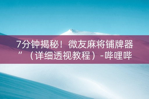 7分钟揭秘！微友麻将铺牌器”（详细透视教程）-哔哩哔哩