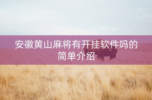 安徽黄山麻将有开挂软件吗的简单介绍