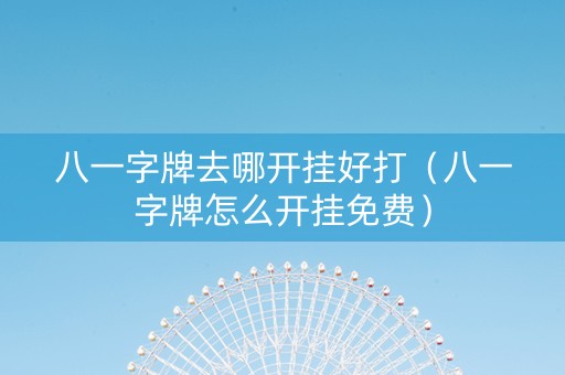 八一字牌去哪开挂好打（八一字牌怎么开挂免费）