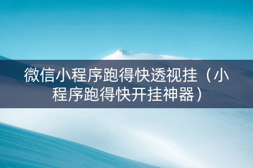 微信小程序跑得快透视挂（小程序跑得快开挂神器）