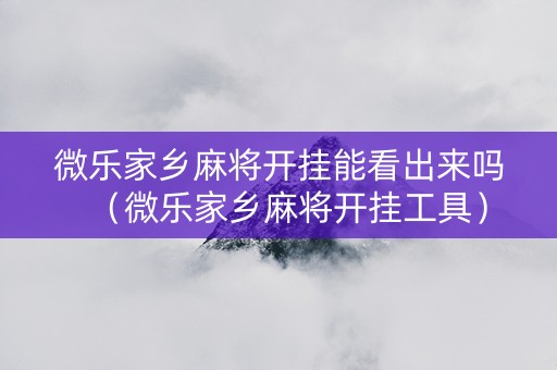 微乐家乡麻将开挂能看出来吗（微乐家乡麻将开挂工具）