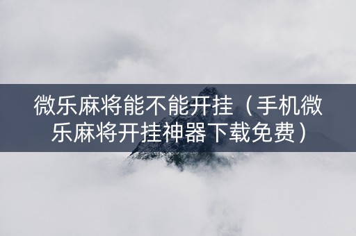 微乐麻将能不能开挂（手机微乐麻将开挂神器下载免费）