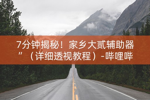 7分钟揭秘！家乡大贰辅助器”（详细透视教程）-哔哩哔哩
