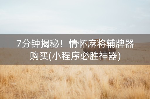 7分钟揭秘！情怀麻将辅牌器购买(小程序必胜神器)