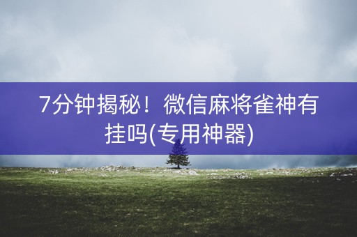 7分钟揭秘！微信麻将雀神有挂吗(专用神器)