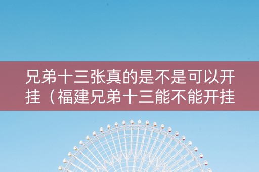 兄弟十三张真的是不是可以开挂（福建兄弟十三能不能开挂）