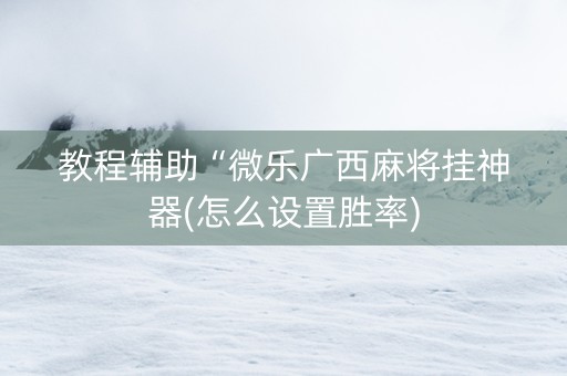教程辅助“微乐广西麻将挂神器(怎么设置胜率)