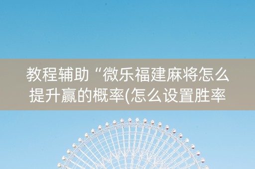 教程辅助“微乐福建麻将怎么提升赢的概率(怎么设置胜率)