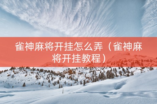 雀神麻将开挂怎么弄（雀神麻将开挂教程）
