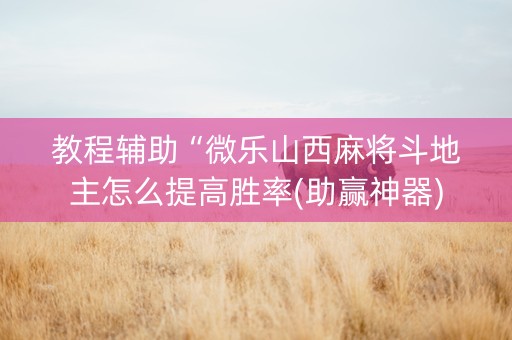 教程辅助“微乐山西麻将斗地主怎么提高胜率(助赢神器)