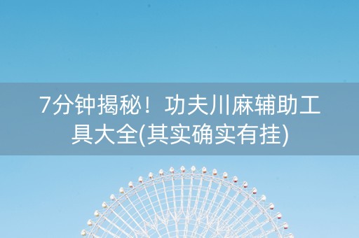 7分钟揭秘！功夫川麻辅助工具大全(其实确实有挂)