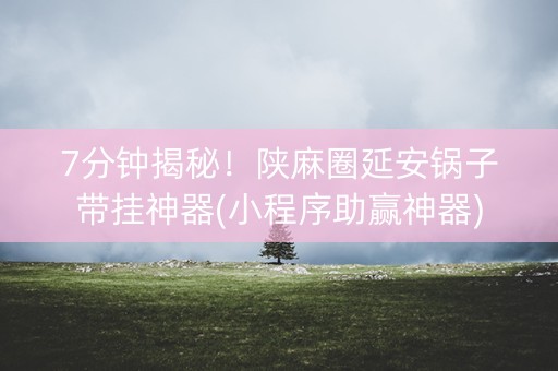 7分钟揭秘！陕麻圈延安锅子带挂神器(小程序助赢神器)