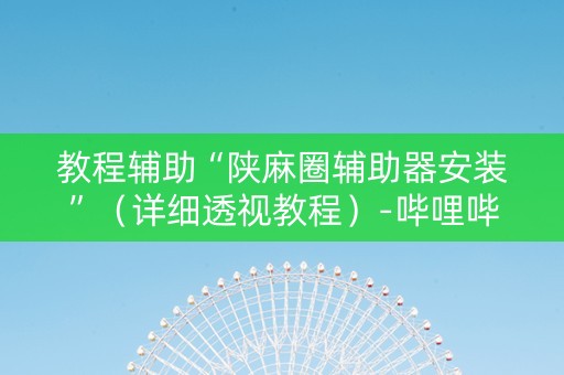 教程辅助“陕麻圈辅助器安装”（详细透视教程）-哔哩哔哩