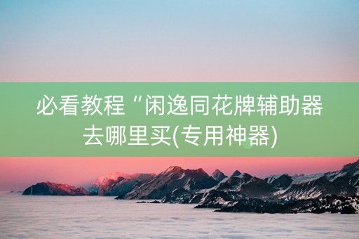 必看教程“闲逸同花牌辅助器去哪里买(专用神器)
