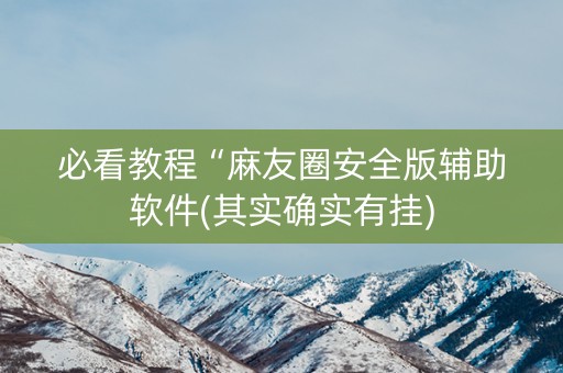 必看教程“麻友圈安全版辅助软件(其实确实有挂)