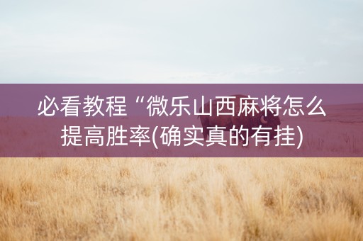 必看教程“微乐山西麻将怎么提高胜率(确实真的有挂)