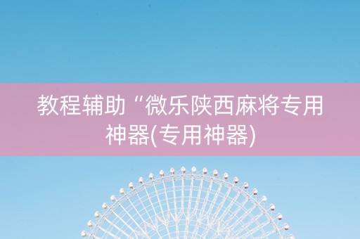 教程辅助“微乐陕西麻将专用神器(专用神器)