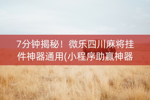 7分钟揭秘！微乐四川麻将挂件神器通用(小程序助赢神器)