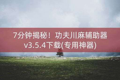 7分钟揭秘！功夫川麻辅助器v3.5.4下载(专用神器)