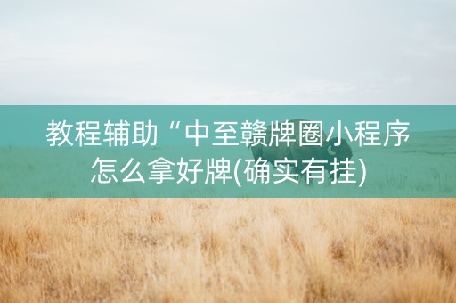 教程辅助“中至赣牌圈小程序怎么拿好牌(确实有挂)