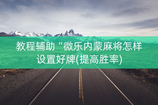 教程辅助“微乐内蒙麻将怎样设置好牌(提高胜率)