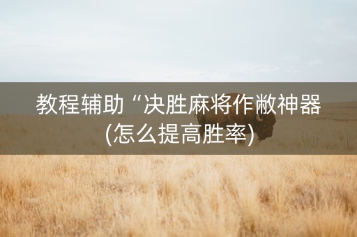 教程辅助“决胜麻将作敝神器(怎么提高胜率)