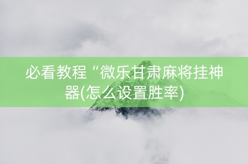 必看教程“微乐甘肃麻将挂神器(怎么设置胜率)