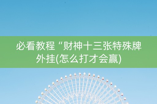 必看教程“财神十三张特殊牌外挂(怎么打才会赢)