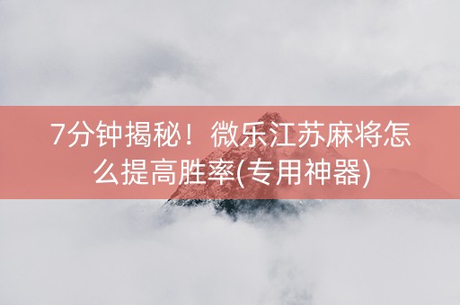 7分钟揭秘！微乐江苏麻将怎么提高胜率(专用神器)