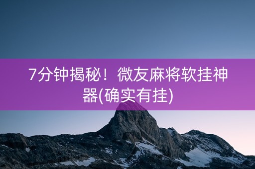 7分钟揭秘！微友麻将软挂神器(确实有挂)