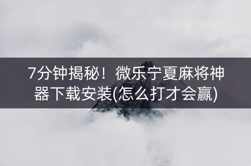 7分钟揭秘！微乐宁夏麻将神器下载安装(怎么打才会赢)