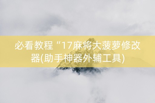 必看教程“17麻将大菠萝修改器(助手神器外辅工具)