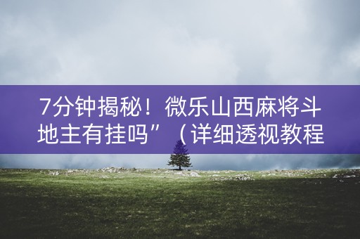 7分钟揭秘！微乐山西麻将斗地主有挂吗”（详细透视教程）-哔哩哔哩