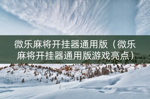微乐麻将开挂器通用版（微乐麻将开挂器通用版游戏亮点）